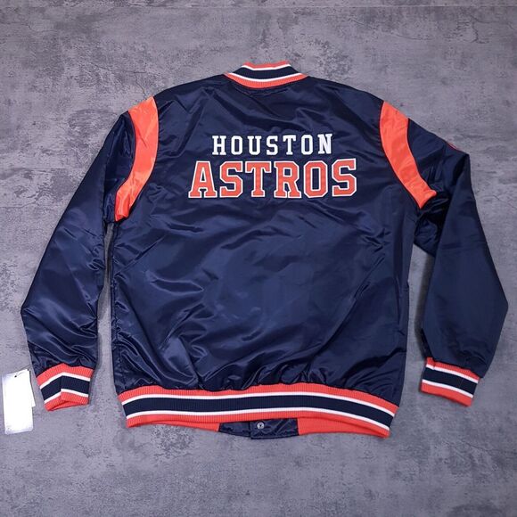 STARTER Other - STARTER Houston Astros Button Up Bomber Jacket Mens Size XL Blue Orange‎